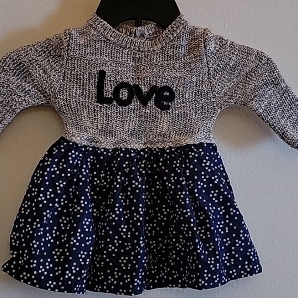 Early Days Love Knitted Baby Drwss - Black and Cream Size 6-9 M